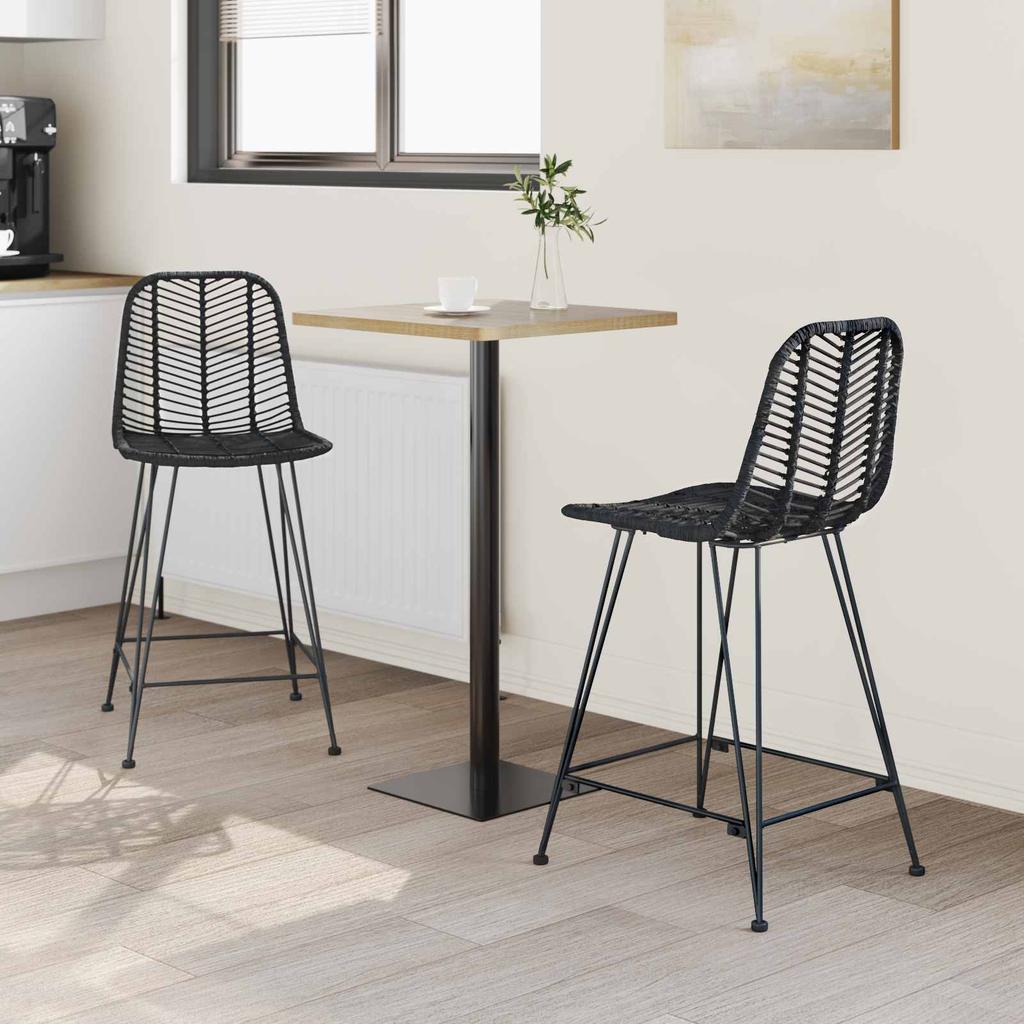 Barstool 2 Pcs 44.5 X 54.5 X 97.5 Cm Rattan and Iron