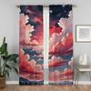 Curtains for Living Room Curtain Sky and Ocean Kitchen Curtains 2 Pieces Halloween Decoration Tulle for Bedroom Partition Camera