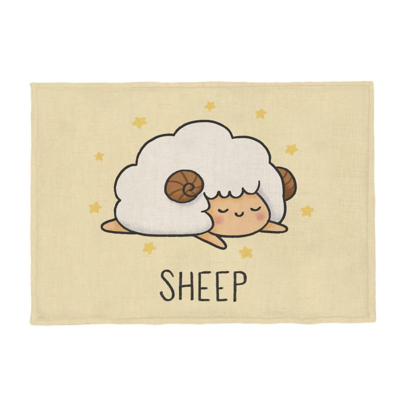 Cute Animal Placemat Rabbit Raccoon Seahorse Shark Children Napkin Dining Table Coaster Sheep Sloth Snail Squid Polyester Hemp