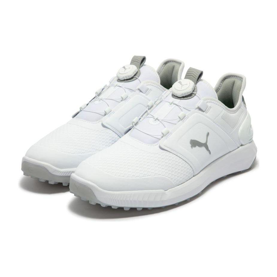 Puma Ignite Elevate Disc Fabric Leather Low Top Golf Shoes Men sneaker Silver White 376080-01