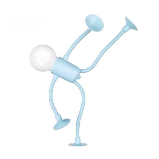 

Светодиодная прикроватная лампа, сменная форма, забавный ночник с присоской, мягкое свечение, сделай сам, милая лампочка, человечек, мини-ночник синий