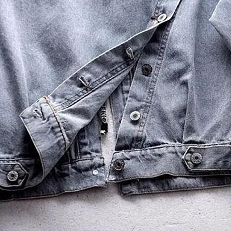 Spring Plus Size Blue Deconstructable Hooded Turn Down Collar Jean Coat Jacket Women Loose Outwear