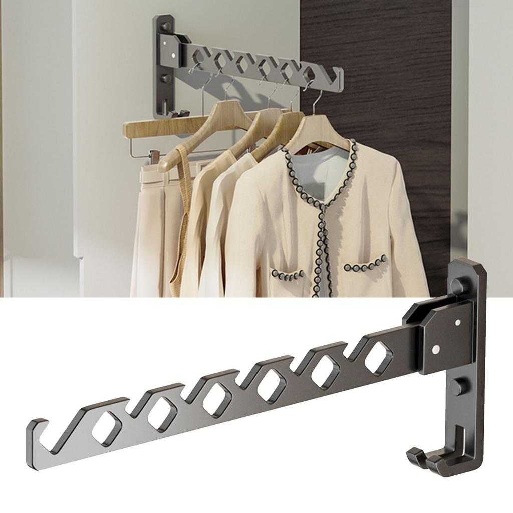 Home Folding Coat Drying Hook Anti Slip Aluminium Alloy Retractable Wall Mounted Hanger Rack