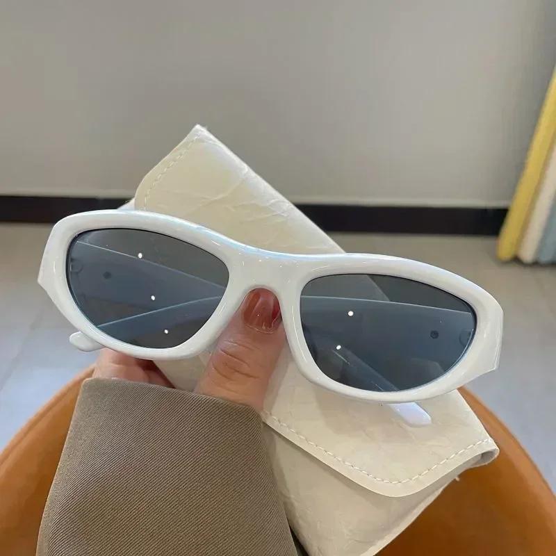 Vintage Punk Sports Sunglasses Women Men  Style Cat Eye Sun Glasses Mirror Fashion Eyewear 2000S Retro Shades