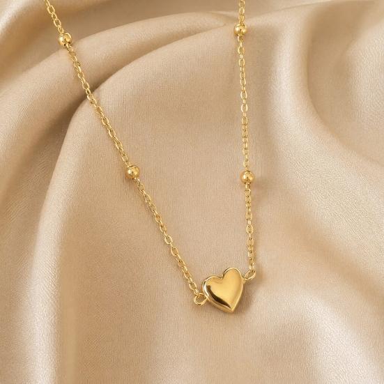 Heart Charm Necklace, Women Love Heart Necklace, Golden Heart Pendant Dainty Necklace for Daily Wear Work Party