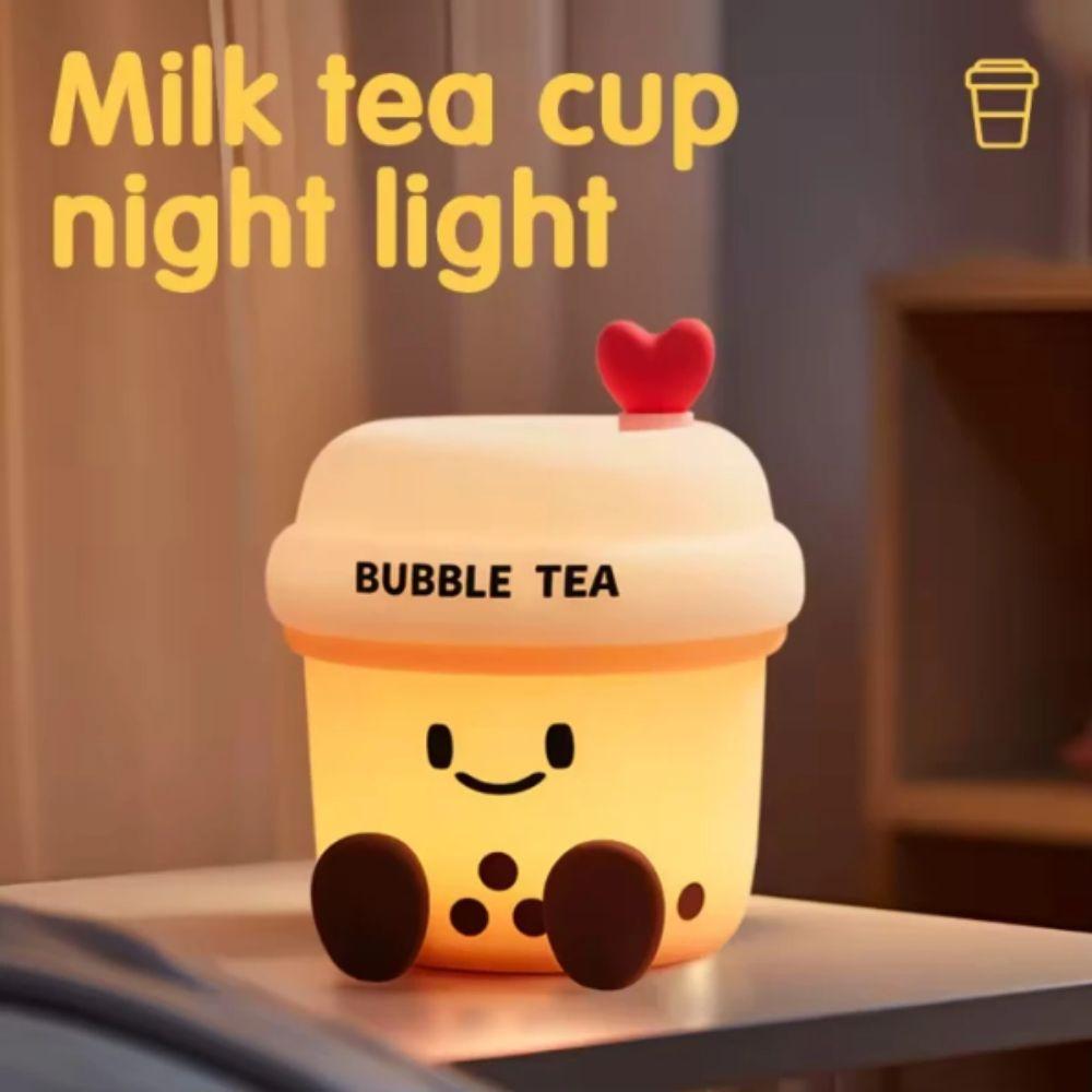Led Light Milk Tea Cup Night Light Silicone Material Cartoon Table Lamp Bedroom Decor