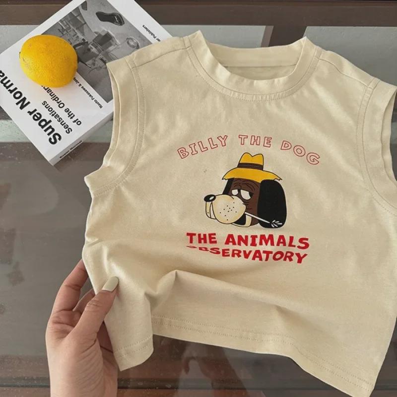 Children's Summer Cartoon Print Sleeveless Cotton Vest