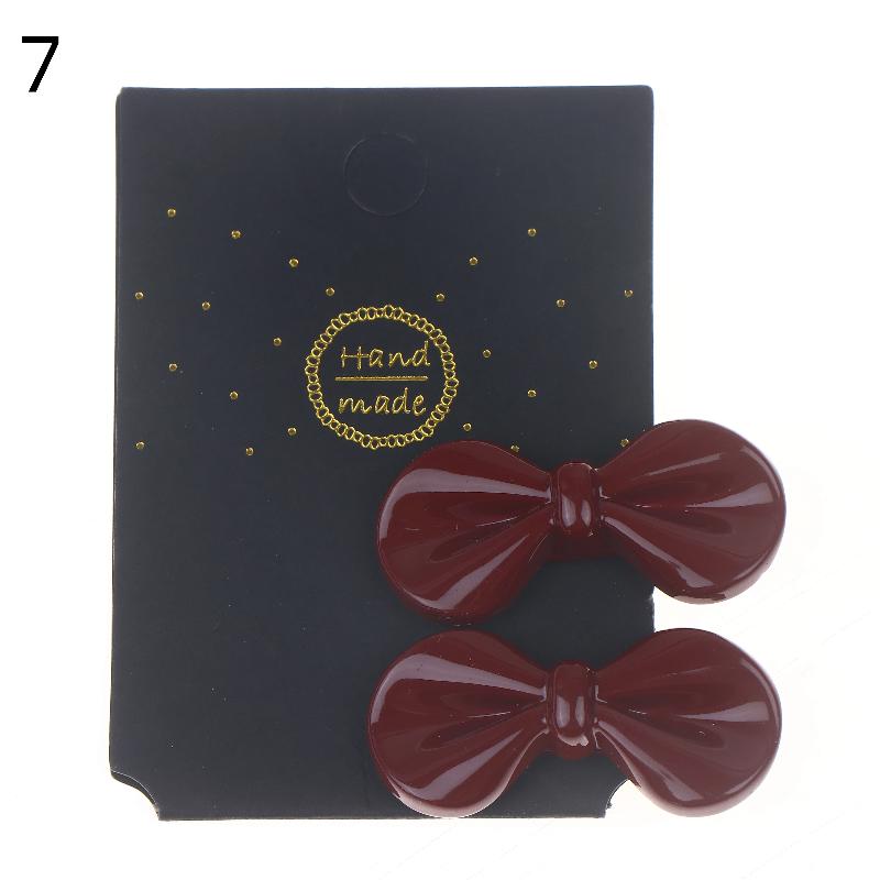 1Pairs New Year Festival Atmosphere Head Clip Wine Red Bow Bang Clip Duckbill Clip Sweet Retro High Quality Hair Accessories
