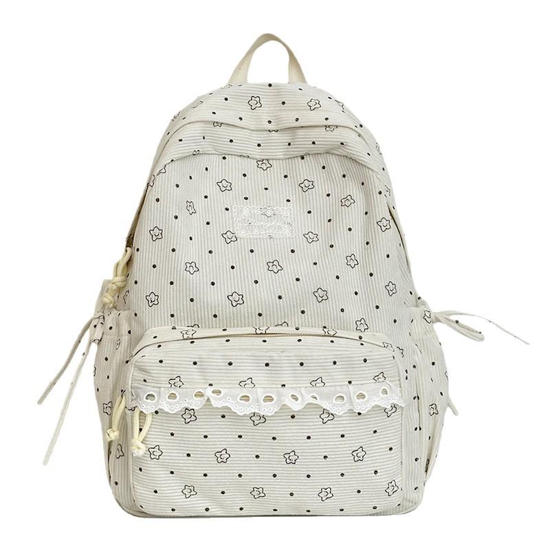 Schoolbag Korean version girl backpack polka dot lace large capacity backpack women's middle school student schoolbag leisure bag