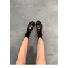 Cowhide~ Miu Wind Small Gold Coins Genuine Leather Thick-soled British Small Leather Shoes Women's One-pedal Lazy Flat-soled Single Shoes