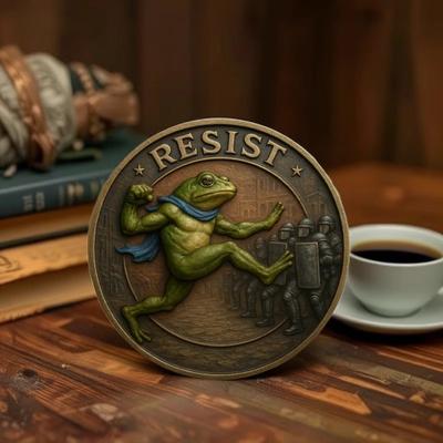 Portland Frog Coin Frog Wearing Blue Scarf Metal Coin Collectible Inspirational Resist Engraved Challenge Coin Gift for Inspiration Support