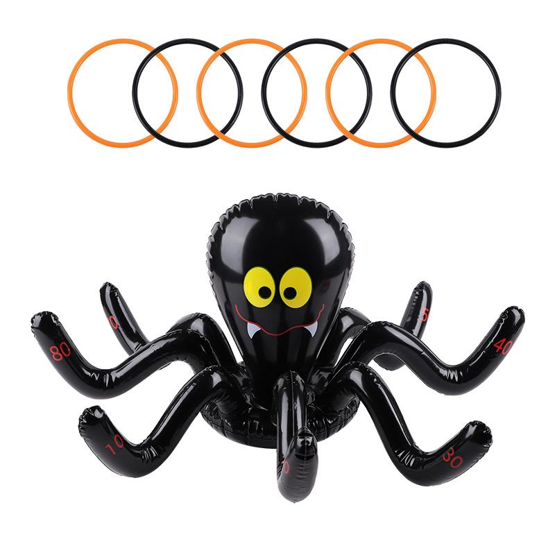 Halloween Ring Toss Games Inflatable Spiders Ring Toss Toy for Kids Halloween Party Favors Supplies Indoors Outdoors Party Games