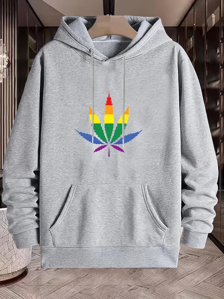 Colorful Geometric Printed Patterns, Long Sleeves, Hooded, Casual Hip-hop Student Sweatshirts, Sporty Style, Regular Fit