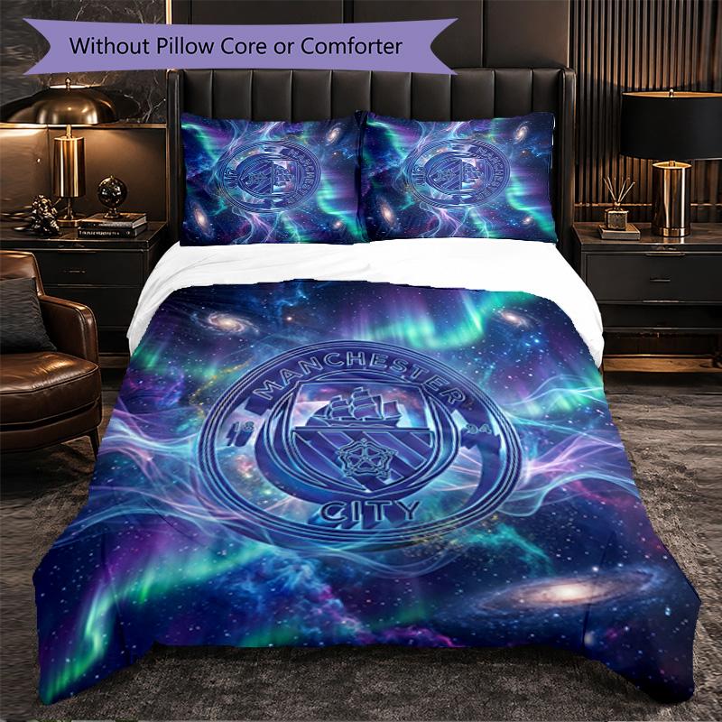 Set Lenzuola Manchester City Modello 3 Pezzi Morbida Copripiumino in Microfibra con Federe per Camera da Letto