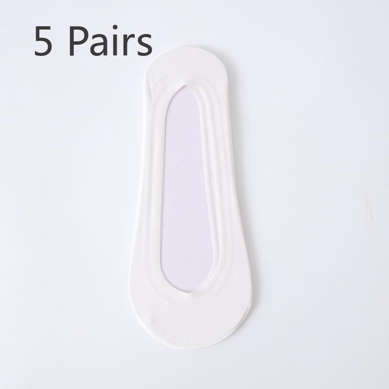 5 Pairs of Women's Summer Thin Style Ice Silk Solid Color Light Mouth Invisible Socks