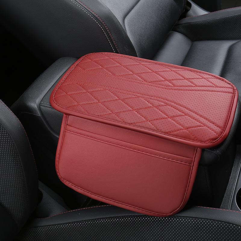 Nappa Leather Car Armrest Pad - Non-Slip, Wear-Resistant with Storage Bag