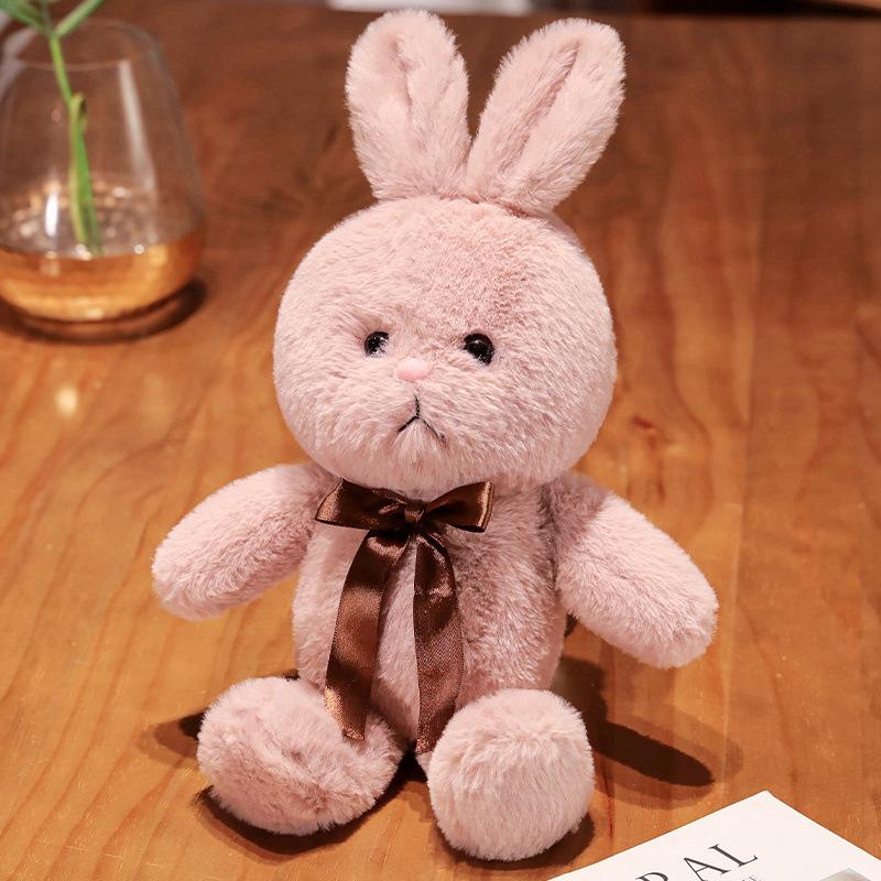 Cute Bunny Plush Doll Bow Tie Ribbon Rabbit Doll