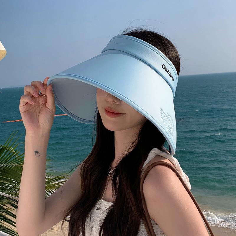 New Hat Women's Big Eaves Full Face Covering Empty Top Hat Outdoor Sun Protection Sun Hat Anti-ultraviolet Sun Hat Tide