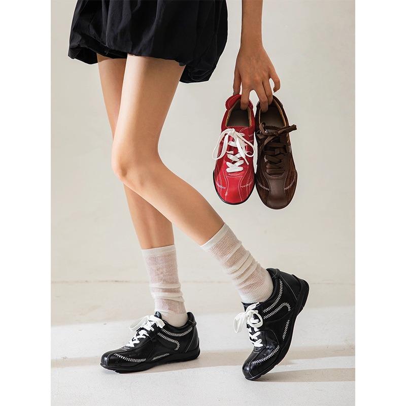 Retro Inner Height Increase Flat Bottom Women's New Maillard Lace Up Boxing Casual Sports