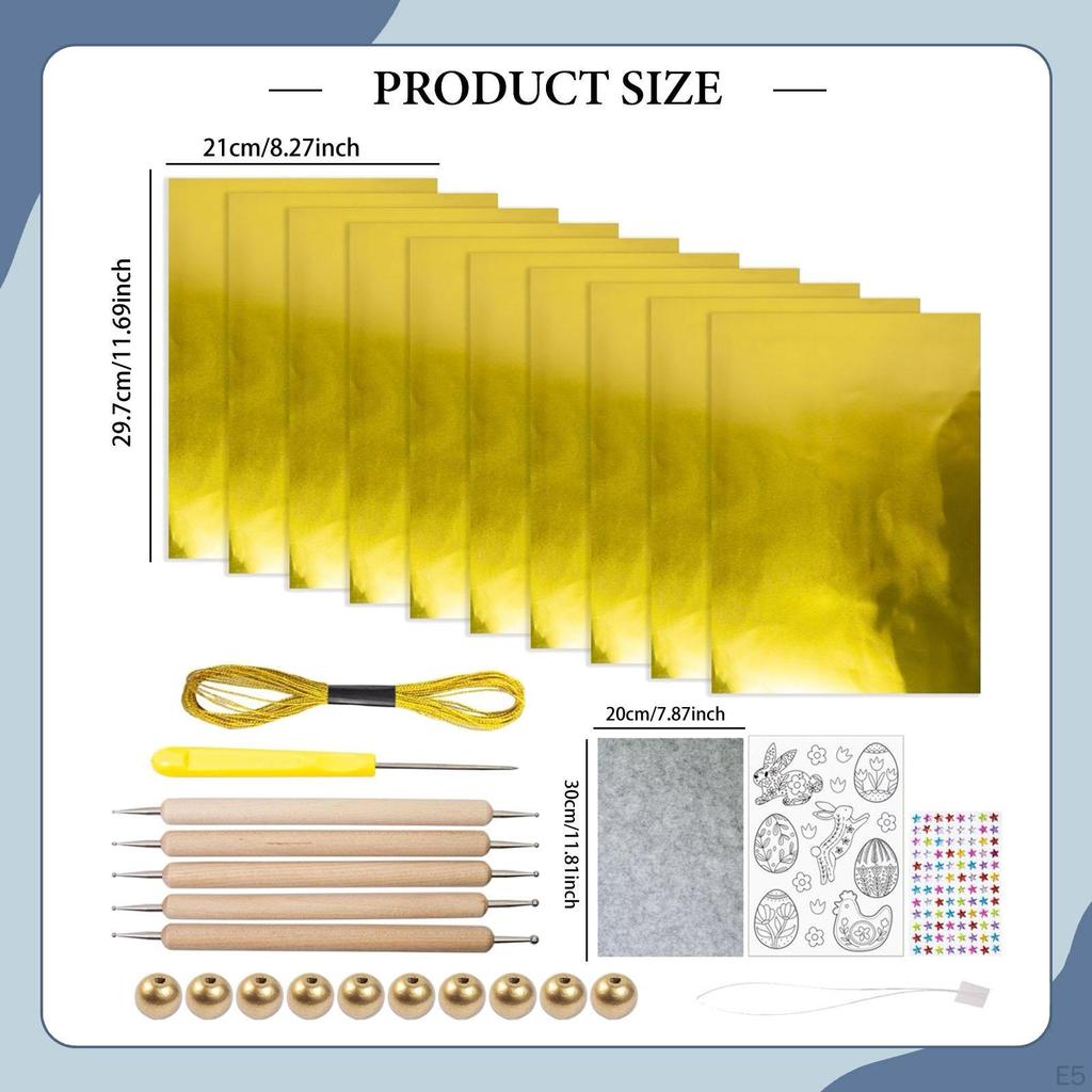 Präglad Folie Konstkit Aluminiumplåtar Tjocka med Påsktema Mönsterplåt Hantverk DIY
