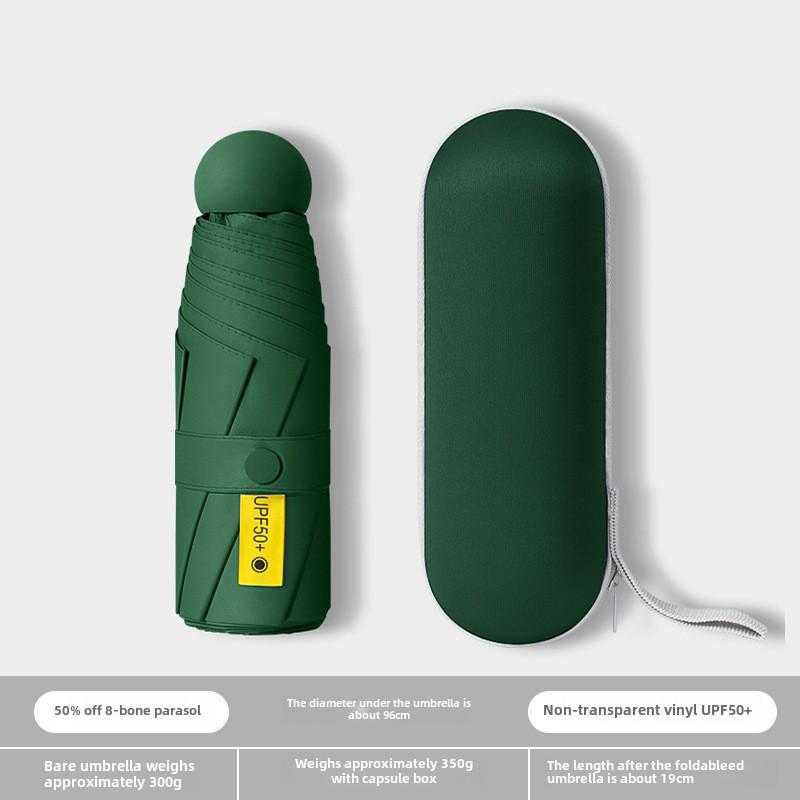 Compact Dual-Use Capsule Umbrella: Portable, Foldable, Lightweight, Sun & Rain Protection