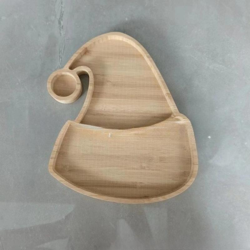 Bamboo Christmas Tray with Easter Design - Elk Christmas Tree Santa Hat Rabbit Pattern Solid Wood Cartoon Serving Tray