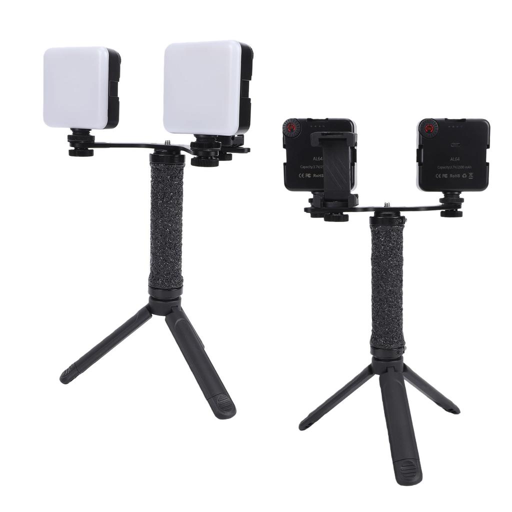 2PCS Video Light 5600K Dimmable Phone Mount Selfie Light Portable Photography Lighting with Stand for Vlogging Recording