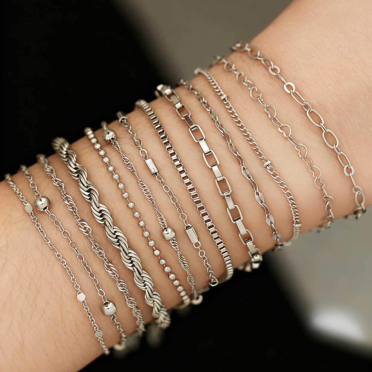

Hot-selling wind love round bead twist chain bracelet set simple multi-layer jewelry