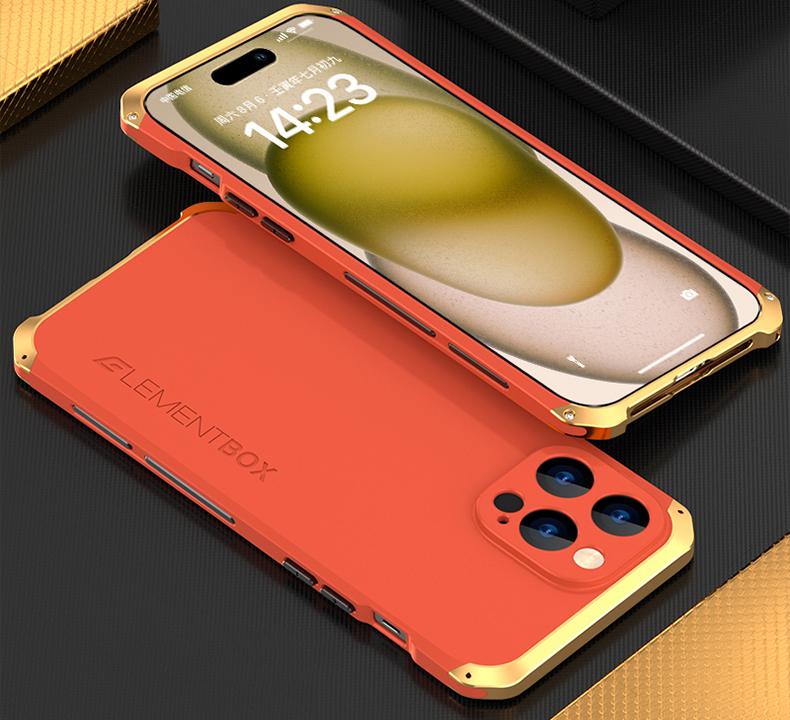 

Алюмінієва металева міцна рама Броня для IPhone 15 Pro MAX Bumper Case Luxury для IPhone 14 13 12 11 Pro Ударостійка матова захисна кришка ПК iPhone 12 pro max золотий/червоний