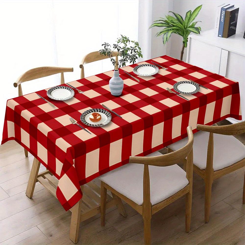 1pc Vintage Checkered Tablecloth - Red Classic Design Pattern - Rectangular - Polyester