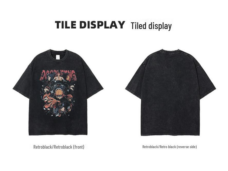 ARTIE Men's Retro Ripped Naruto Payne Print White T-shirt - Short Sleeve, Distressed Design.