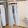 DIMANAF 2025 Plus Size New Long Pants Spring Women Solid Harem Elastic Waist Casual Loose Pants New