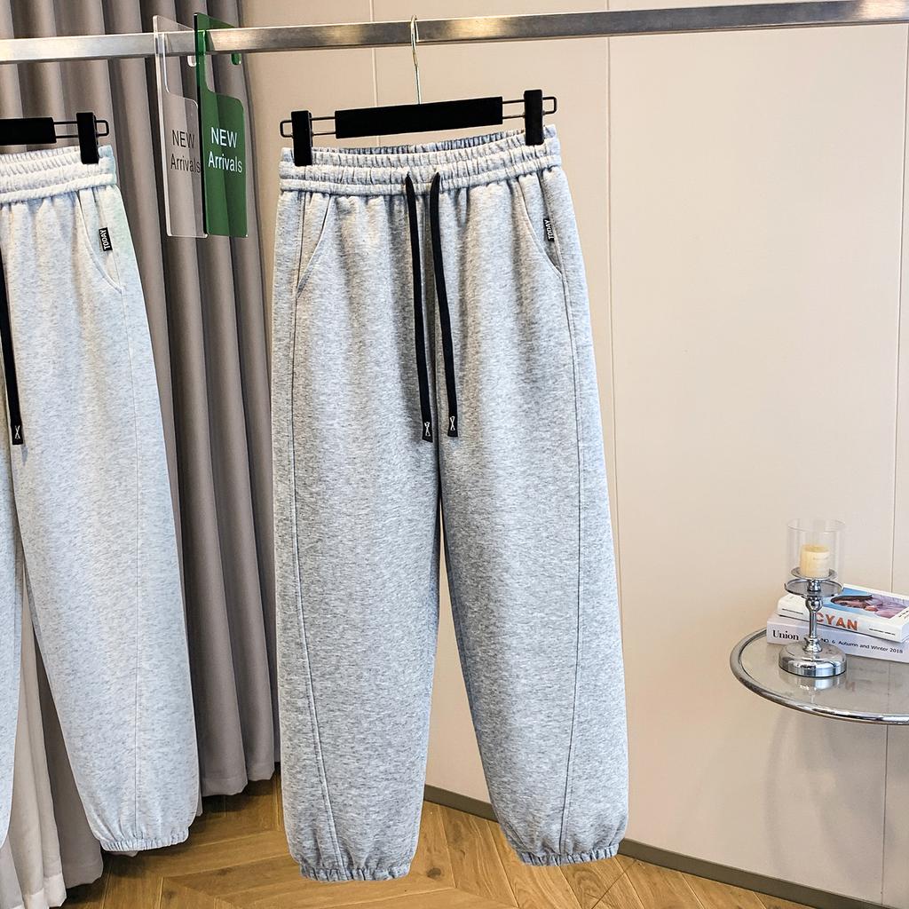 DIMANAF 2025 Plus Size New Long Pants Spring Women Solid Harem Elastic Waist Casual Loose Pants New