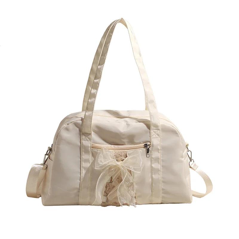 

Сумки через плечо для женщин, нейлоновые, большой емкости, с нитками, бантом, молнией, женские сумки через плечо