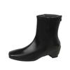Botins de Salto Baixo Outono Primavera Novo Bico Quadrado Zíper Traseiro Costurado Solado Macio Antiderrapante Botas Skinny