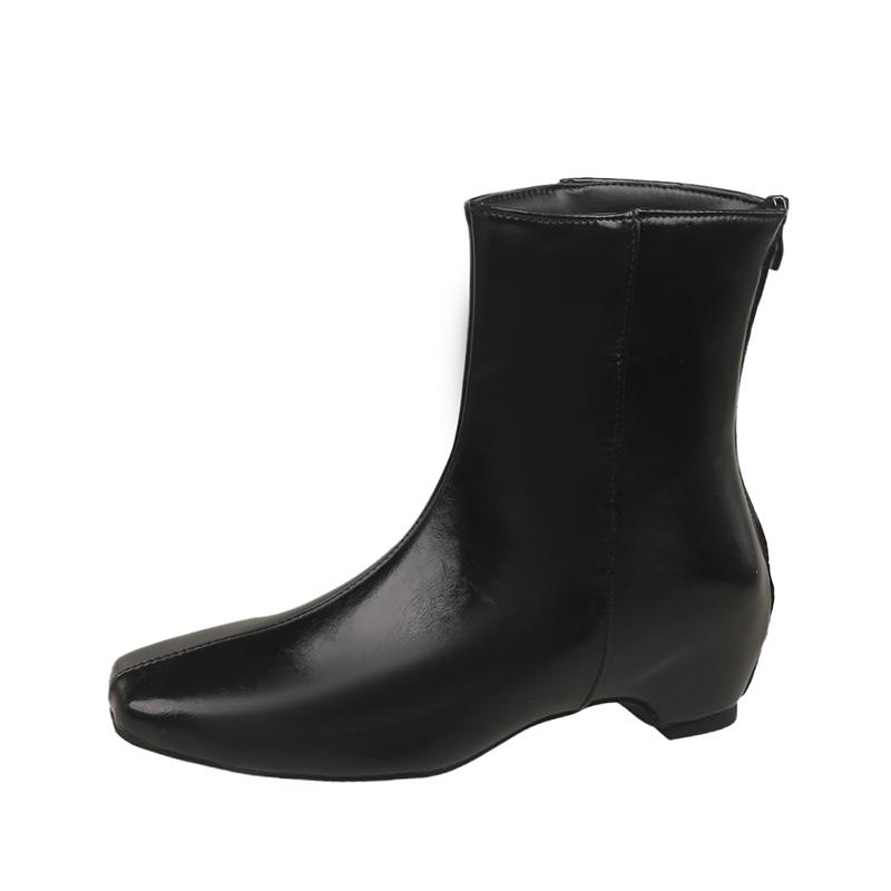 Low Heel Booties Fall Spring New Square Toe Spliced Rear Zipper Soft Sole Non Slip on Skinny Everyday Use 35 3190₽