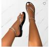 Plus Size Casual Clip Toe Sandals with Rhinestones for Summer Beach Wear