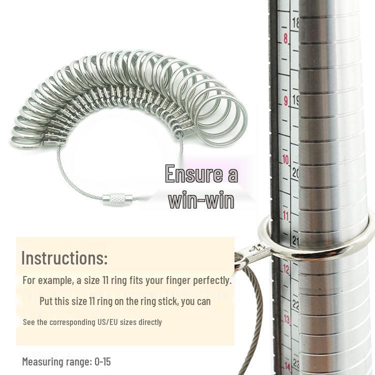 UKUS Multinational Ring Sizer: Korean, American, Japanese, English Size Stick