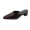 Comfortable Chunky Heel Slip-On Shoes Women's Spring Autumn New Pointed Toe Mules Outdoor Wear Slides Sandals Size35-42