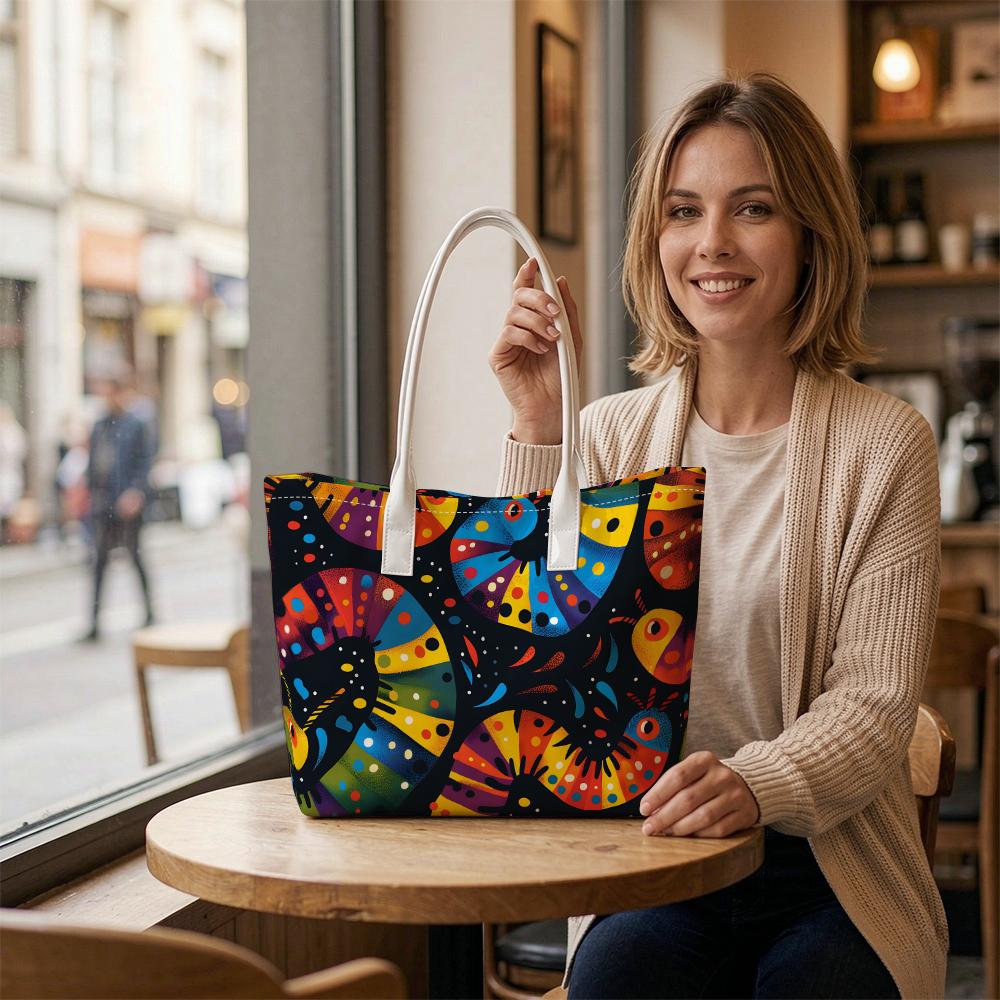 Colorful Artistic Pattern Casual Tote Bag for Daily Travel Shopping