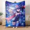 1Pc Genshin Impact Blanket Soft Comfortable Polyester Blanket Four Seasons All Season Blanket Bedroom Office Outdoor Use Anime Style Throw Christmas G