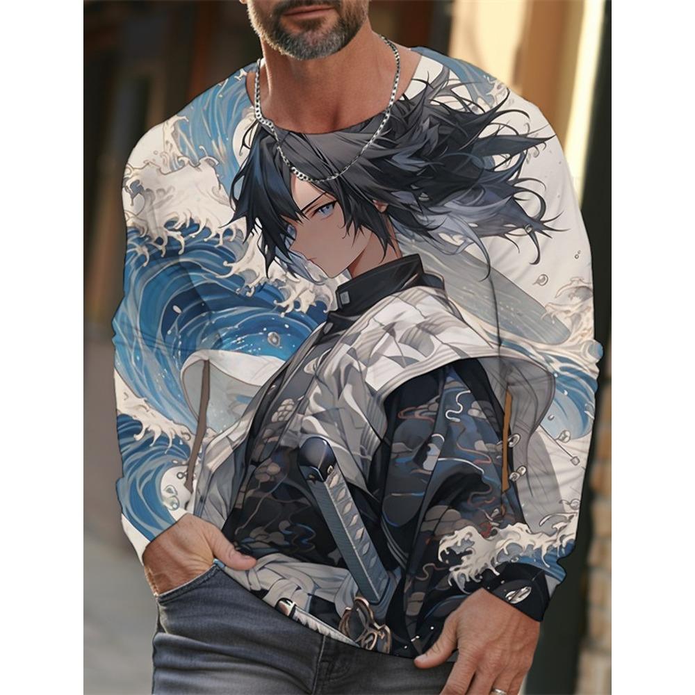 Men's Long-sleeved T-shirt 3D Printing Anime Printing Men's Long-sleeved T-shirt Autumn Tops