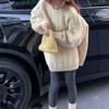 Blue milk huhu twist soft waxy lazy wind sweater women's autumn and winter new wear loose medium and long knitted sweater