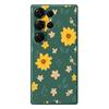 For Samsung Galaxy S25 Ultra Case Yellow Floral and Leaves Pattern Printing Straight Edge TPU Phone Back Cover