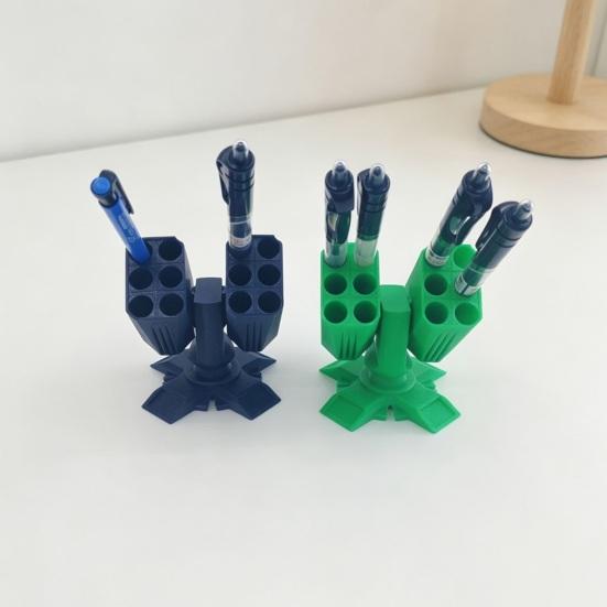 3D Printed Missiles Launcher Pen Holder, Rocket Launcher Pencil Cup for Desk, Multi-compartments Stationery Organizer Box for Home Office Classroom