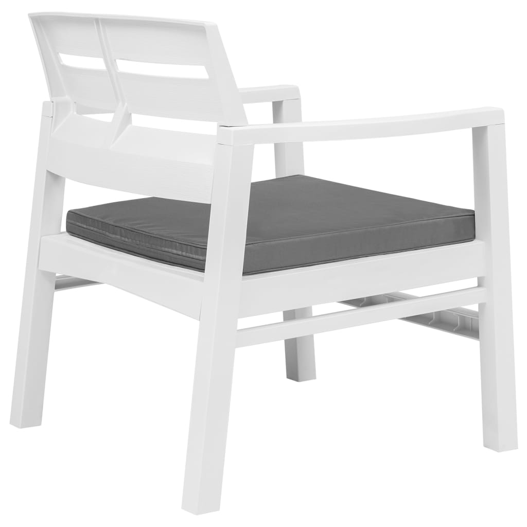 3 Piece Garden Dining Set White Plastic