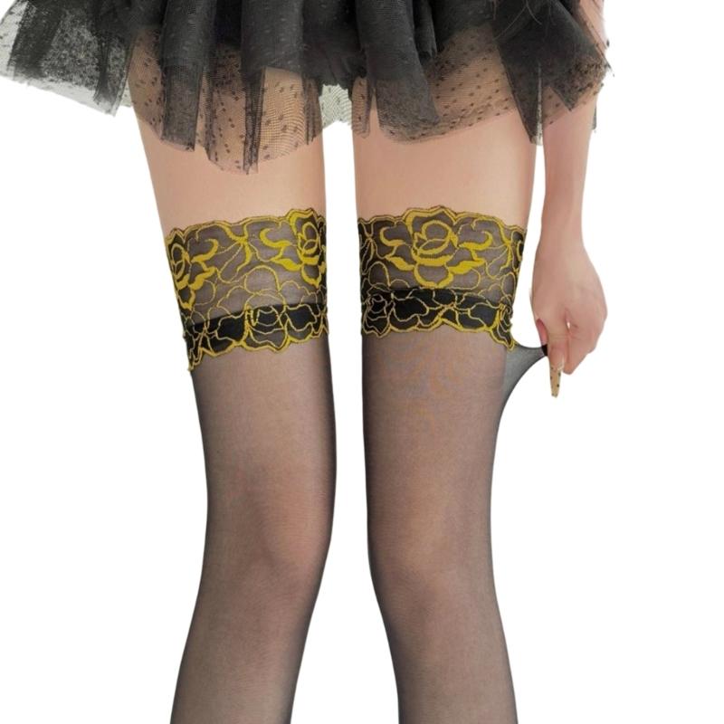 Thigh High Stockings for Women Lace Top Thigh Highs Pantyhose Sheer Tights