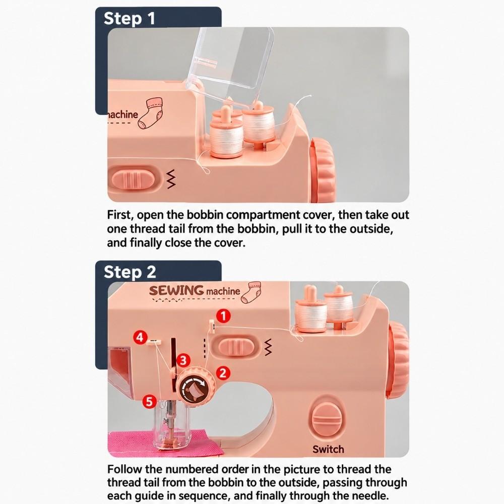 Mini Kids Electric Sewing Machine with Lights Children Sewing Machine  Parent-Child Interaction