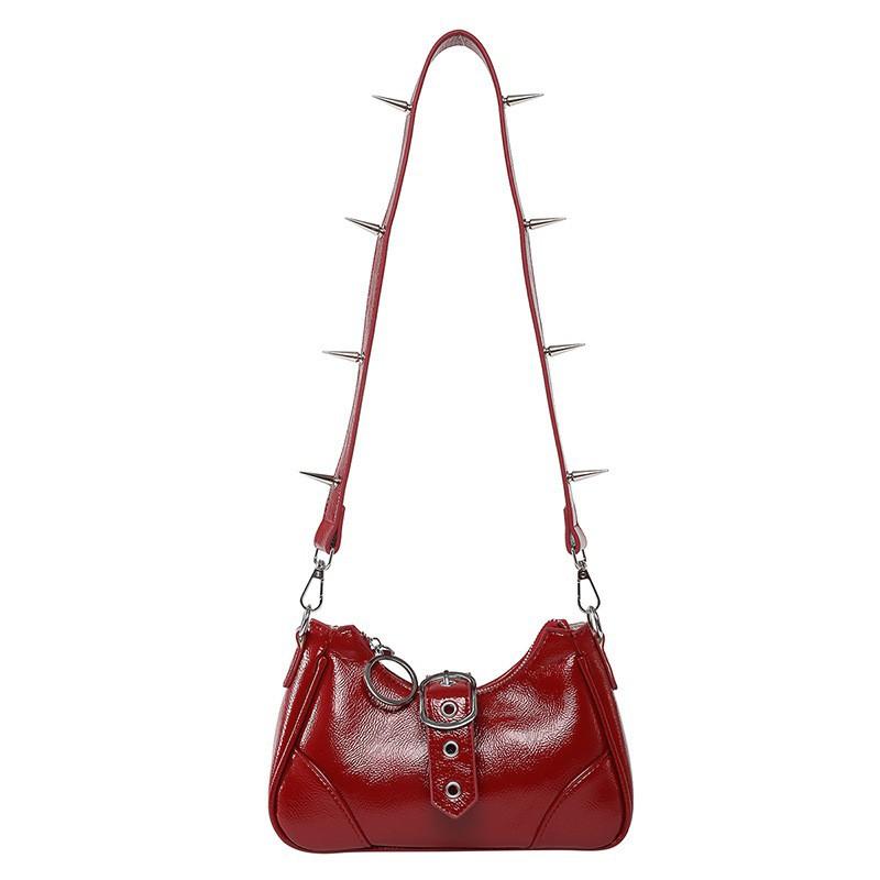 

Japanese Niche Hot Girl Style Rivet Motorcycle Bag Female Small Red Book Super Single Shoulder Cross-section червоний