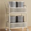 3 Tier Storage Storage Trolley On Wheels Mesh Rolling Storage Trolley Mobile Storage Rack Wheeled Rust-Resistant for Nursery